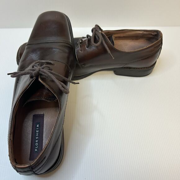 Florshiem Forecast Lace Toe Oxford Cognac Size 9.5M Leather Men’s‎ Dress Shoe - Picture 7 of 10